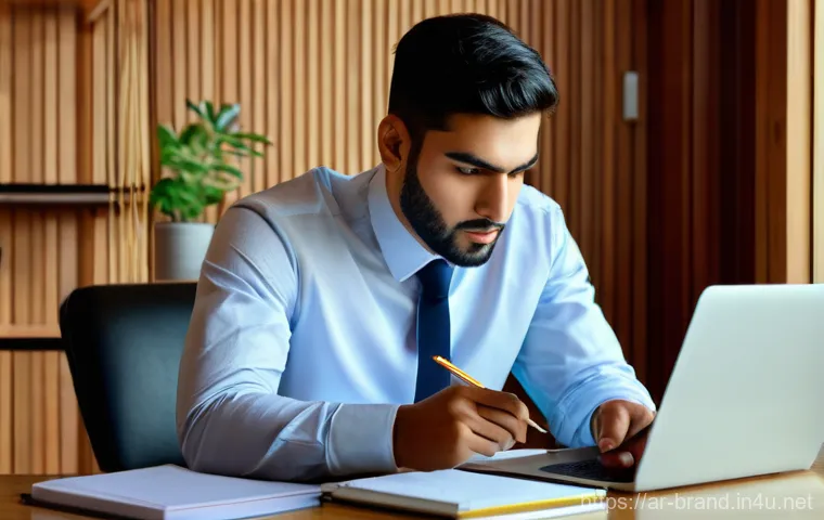 브랜드 커뮤니케이션 취업 면접 준비 팁 - **Prompt 1: Confident Professional in a Modern Office**
    "A portrait of a confident young Arab wo...