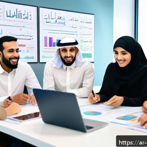Home 17 브랜드 커뮤니케이션과 효과적인 팀 관리 - A diverse professional Arab team in a modern office setting, engaged in a lively brainstorming sessi...